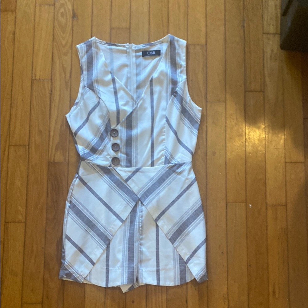 Striped Sleeveless Dress with Button Detail